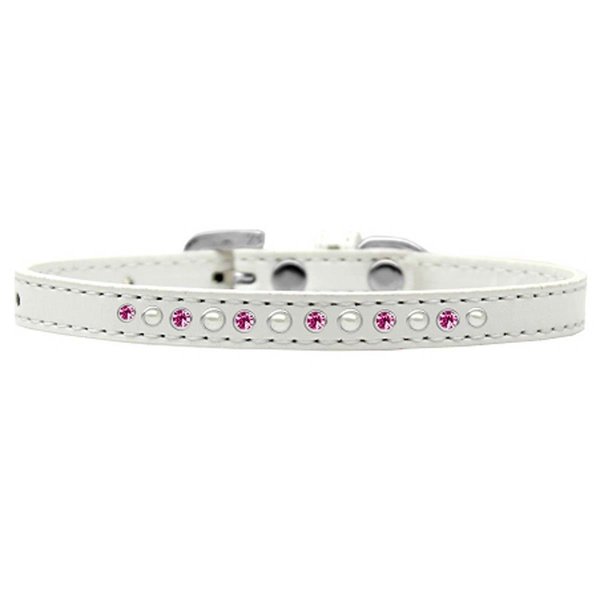 Mansbestfriend Pearl & Pink Crystal White Dog Collar Size 8 MA938030